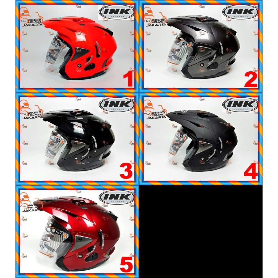 Ink TMAX POLOS HELMET HALF FACE DOUBLE VISOR BIKERS HELMET Shopee