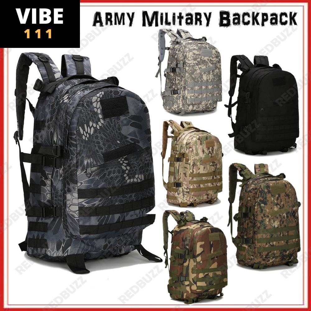 Army Military 3P PUBG Attack Tactical Backpack 40L Outdoor Travel Bag Beg Tentera Beg Sekolah Ringan Shopee Malaysia