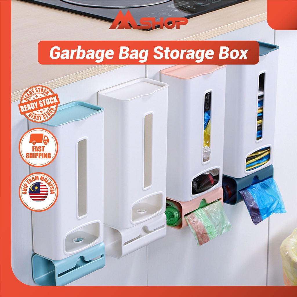 M^Shop Wall Mounted Garbage Bag Storage Box Plastic Bag Holder Plastic ...