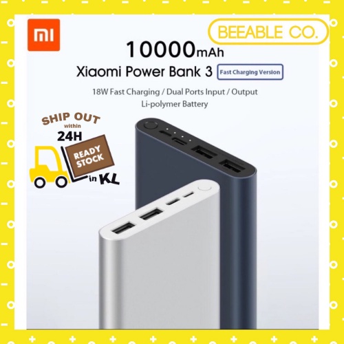 Cheap Xiaomi Original 10000mAh Mi Power Bank 3 External Battery Bank 18W  Fast Charging Powerbank 10000mAh Dual-USB Aluminium Powerbank