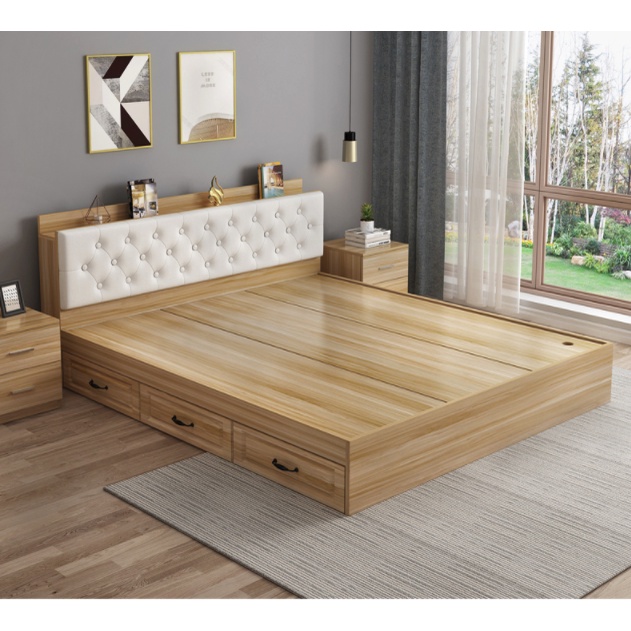 【Soft Cushion】Tatami Bed Frame With Drawer Queen Extra Storage Space ...