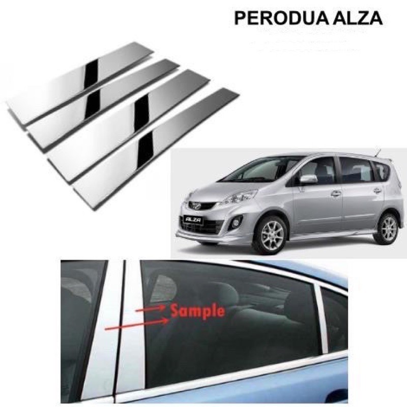 Perodua Alza- Car Chrome Door Window Pillar Trim Panel Chrome Stainless ...