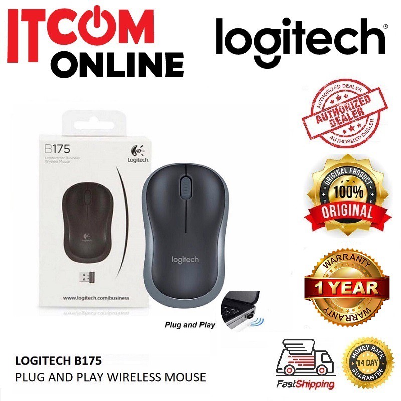 LOGITECH B175 WIRELESS OPTICAL MOUSE (910-002635) GREY | Shopee Malaysia