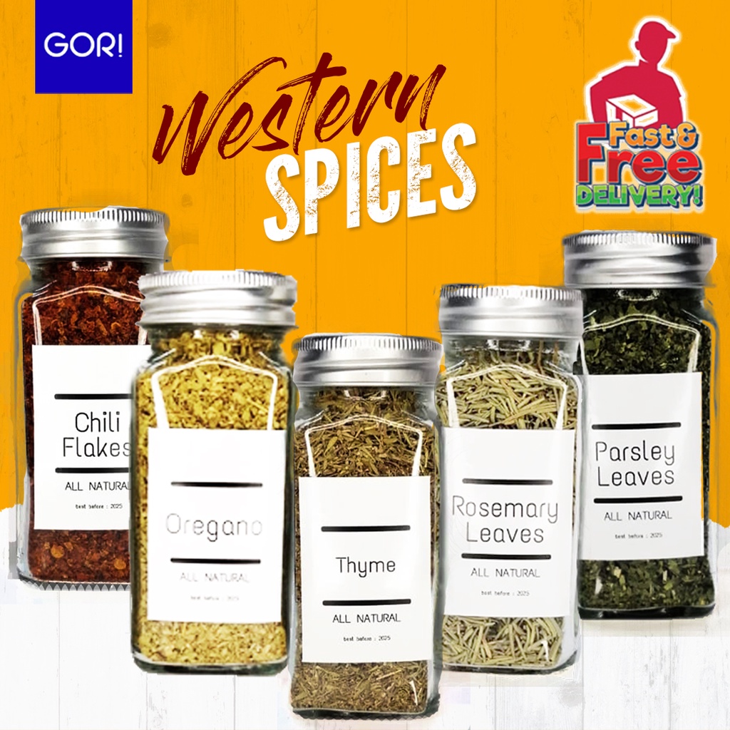 Western Food Spices Chili Flakes Oregano Leaves Parsley Leaves Rosemary