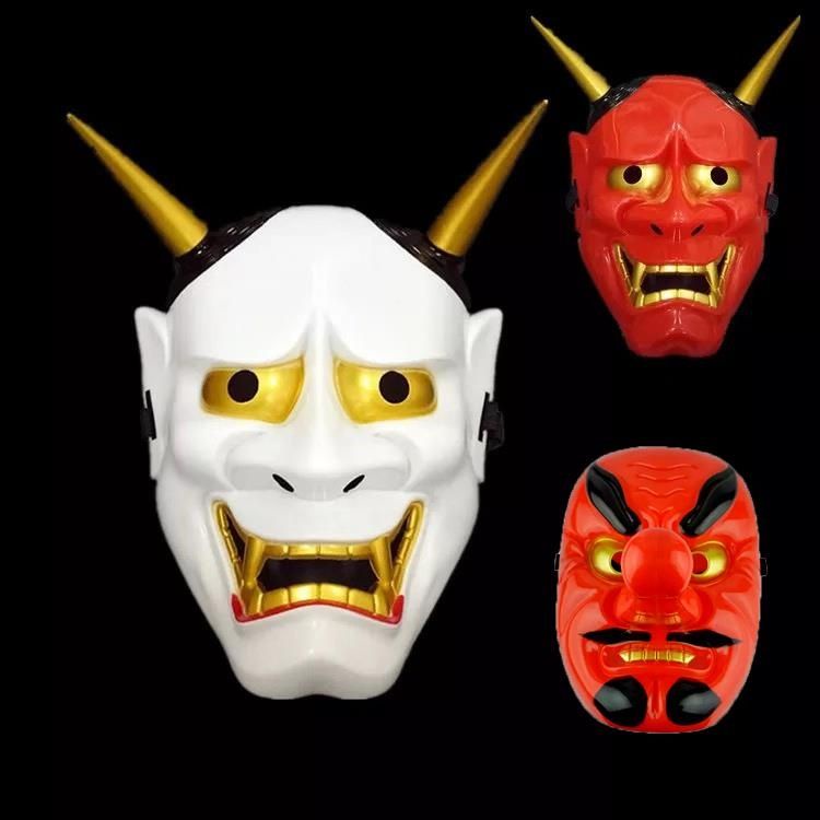 Prajna Mask Red White Face Cosplay Japanese Drama Can Grimace Fangs Resin Horror Halloween 8372