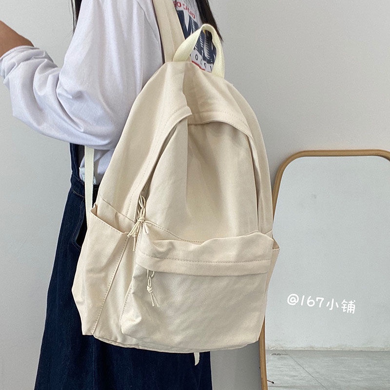 Schoolbag Japanese simple and versatile college student canvas backpack ...