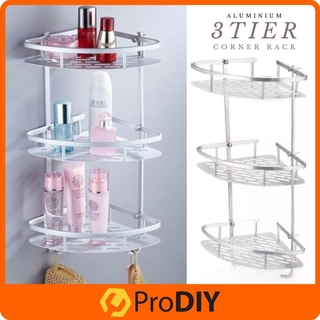 Corner Shower Caddy, 2 Tiers Triangle Bathroom Shelves, Wall Mount Organizers  Storage Shelf Baskets with 4 Hooks 