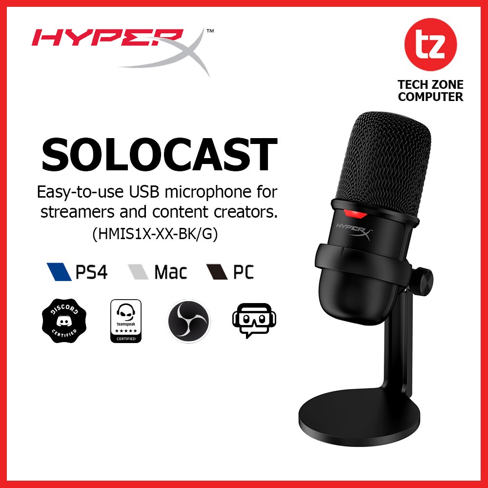 HyperX Solocast - USB Microphone for streaming, recording, and voice chat.  (HMIS1X-XX-BK/G)