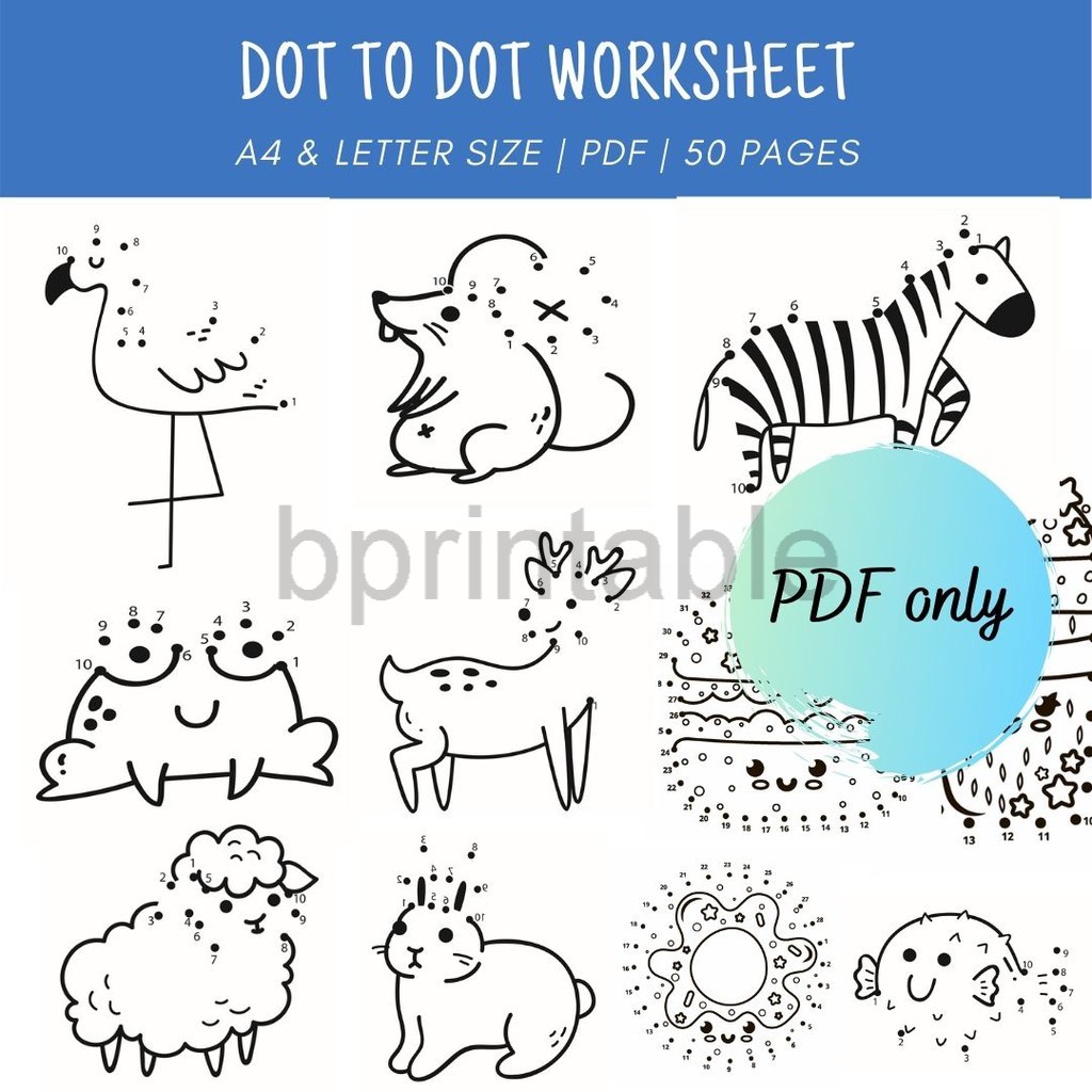 [PDF] Printable Kids Worksheet Dot to Dot Pre-school Activity Book ...