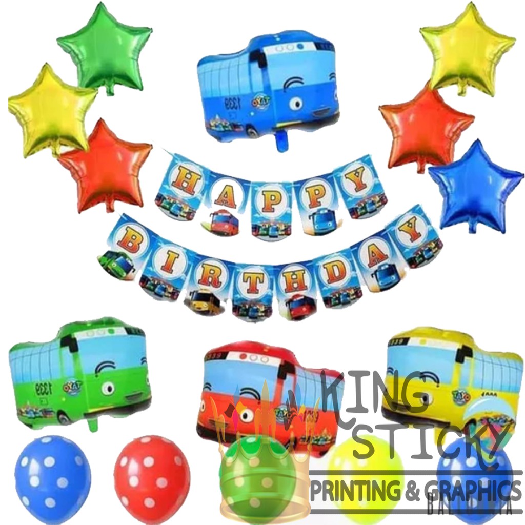 Package of Foil Balloons Decoration Set Theme Tayo | Tayo Foil Balloons ...