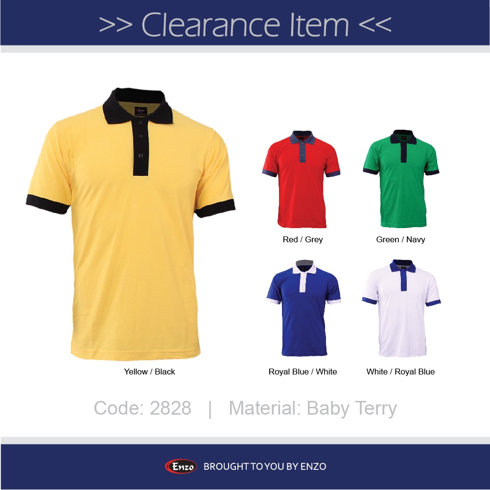 [Clearance Sales] -2828- Enzo Contra Color Polo T-Shirt | Shopee Malaysia