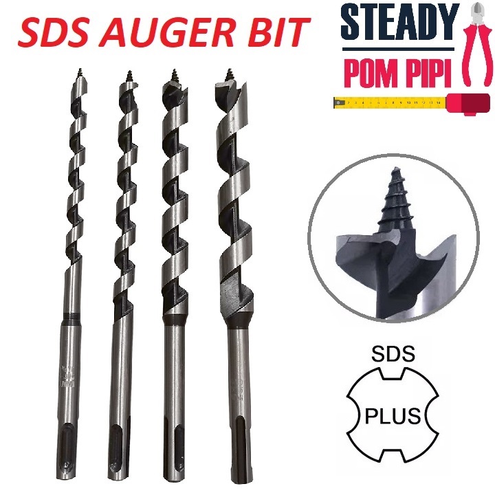 SDS PLUS WOOD DRILL BIT / WOOD AUGER BIT / MATA TEBUK KAYU (6MM 25MM) Shopee Malaysia