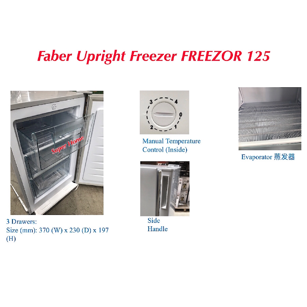 Faber Upright Freezer FREEZOR 125 Transparent Drawers Mini Standing ...