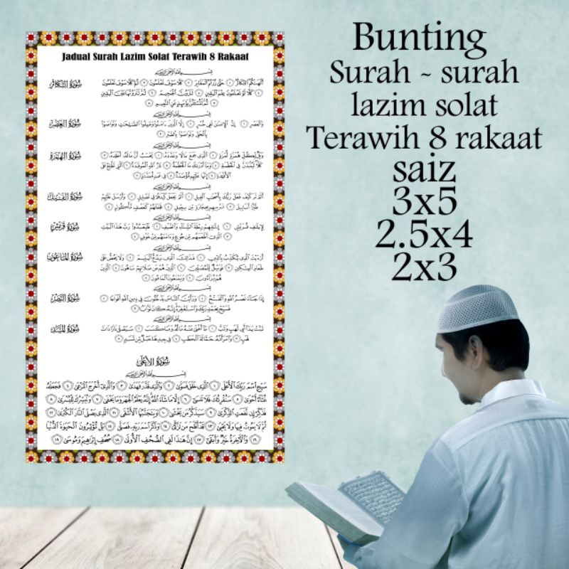 Banner Surah Surah Pendek Solat Terawih Untuk 8 Rakaat Dan 20 Rakaat