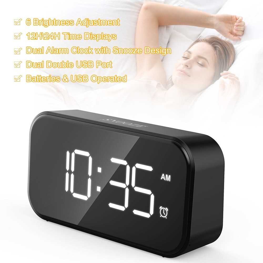 Multifunctional Alarm Clock 6 Brightness Adjustment 2 Time Displays ...