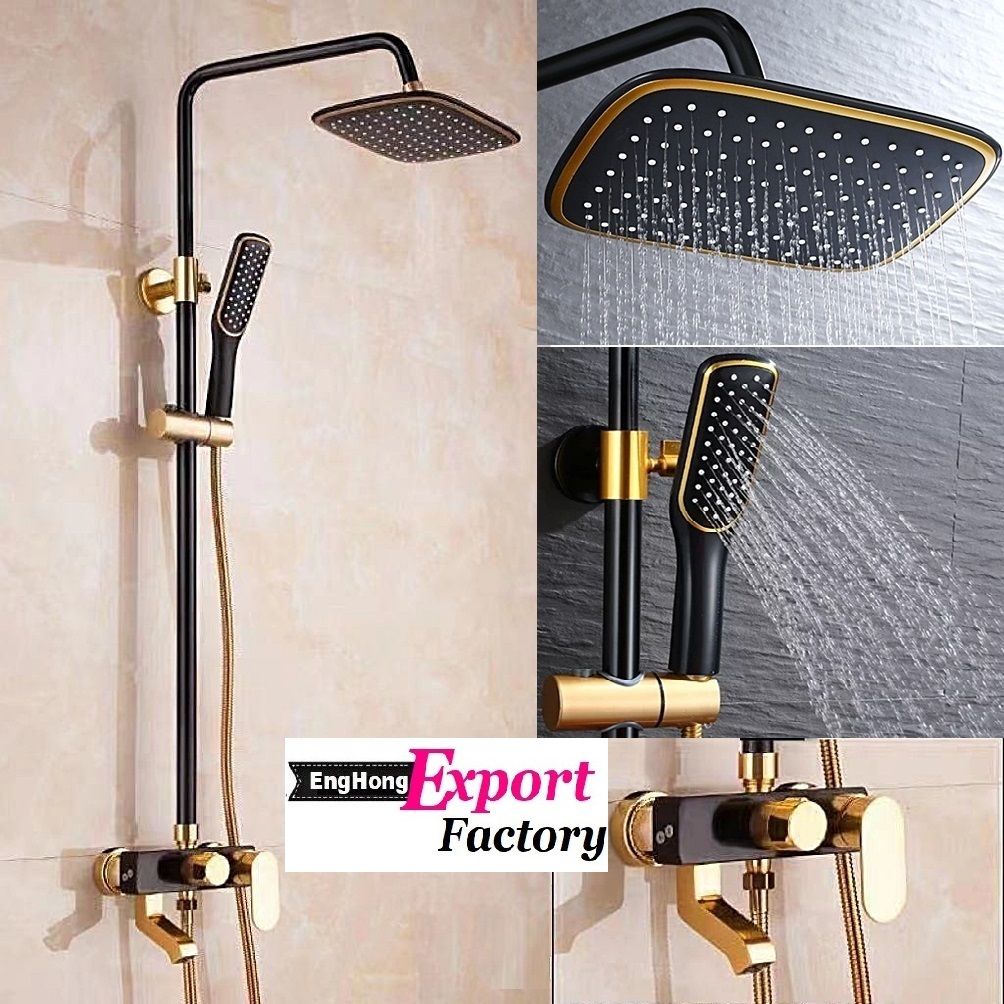 Black Color Shower Set (3 in 1) Round Shape Shower, BEST Square Shape ...