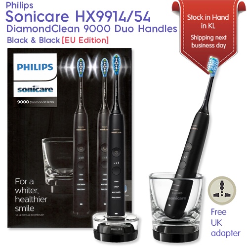 Philips Sonicare Hx9914 Diamondclean Smart Electric Toothbrush Duo Handle Pack Charging Glass 3319