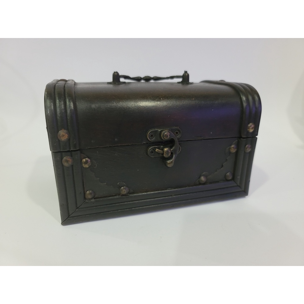 Wooden Vintage Antique Treasure Chest Box with Handle Retro Jewelry ...