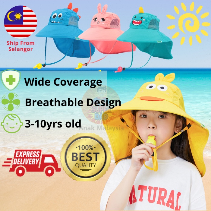 1pc Children's Sunscreen Sun Hat With Large Brim, Thin And Breathable,  Suitable For Boys And Girls Aged 3-10, Ideal For Daily Outings And Beach  Trips