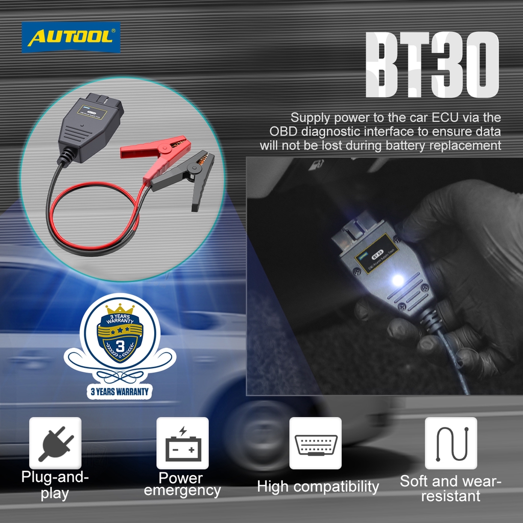 OBD2 Ecu Autool Car Emergency Power Cable Adapter (12V) BT30 | Shopee ...