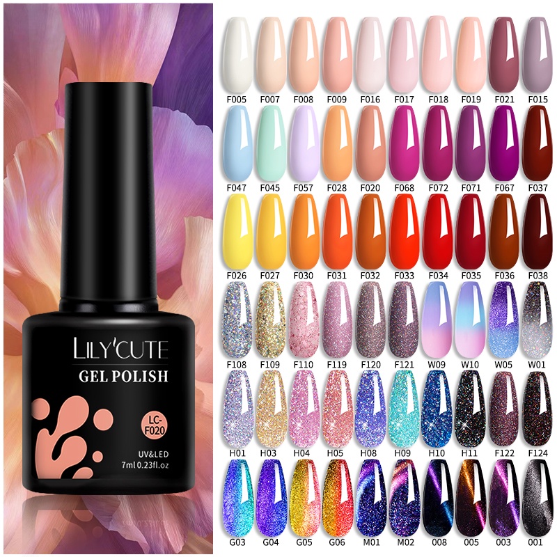 Lilycute Glitter Gel Nail Polish Spring Colors Glitter Sequins Soak Off Uv Gel 7ml Shopee Malaysia