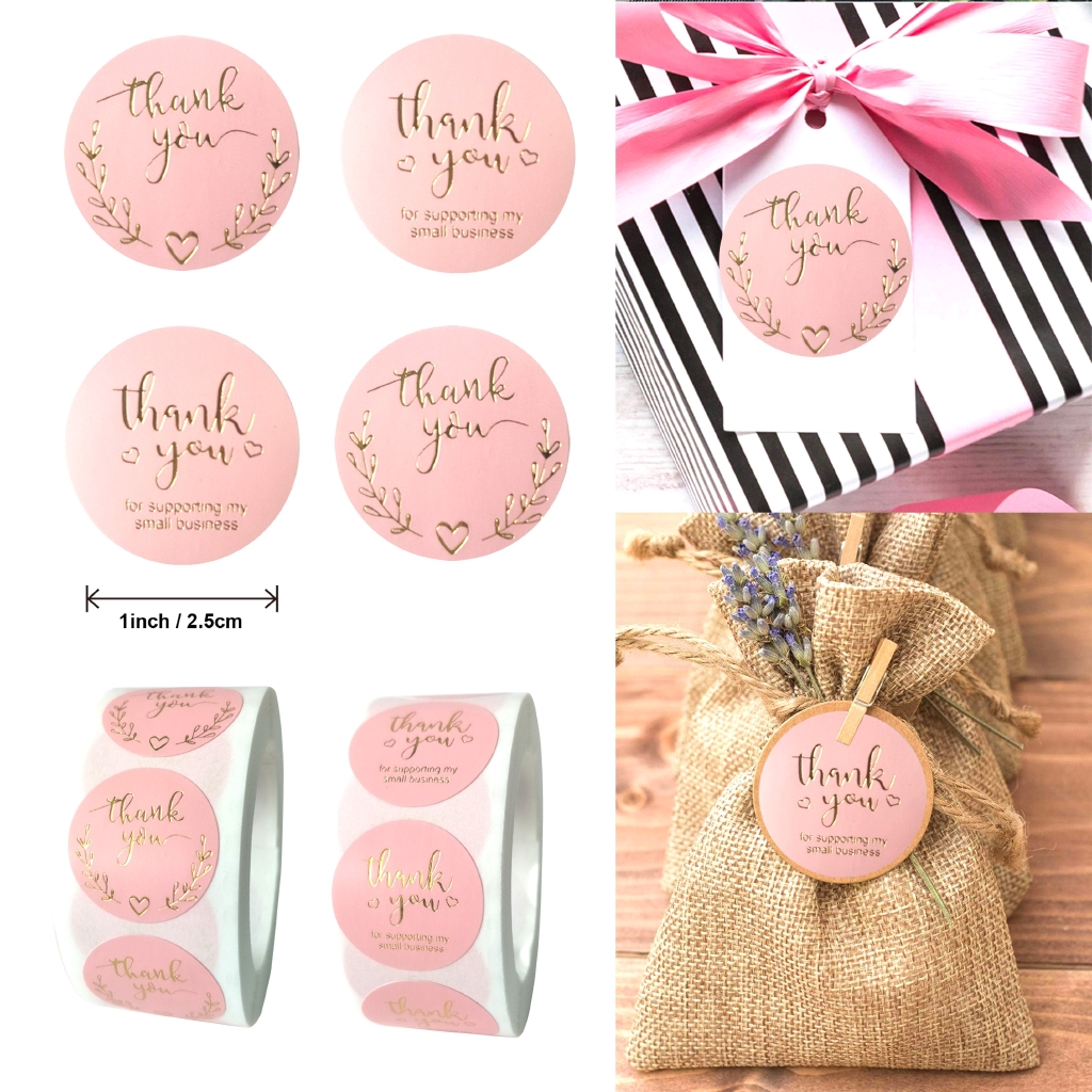 100pcs Pink Paper Label Stickers Foil Thank You Stickers Scrapbooking 1''  100pcs Wedding Envelope Seals Handmade Stationery Sticker