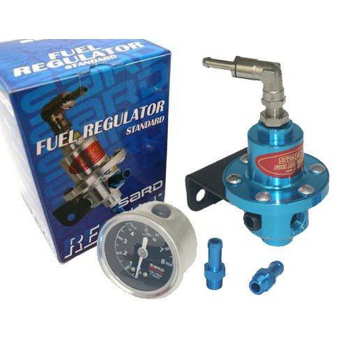 TT Racing SARD Style Adjustable Fuel Pressure Regulator – Silver With Oil Gauge