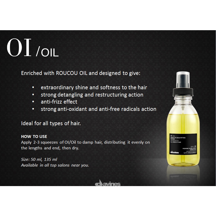 Davines OI Oil Absolute Beautifying Potion (135ml) | Shopee Malaysia