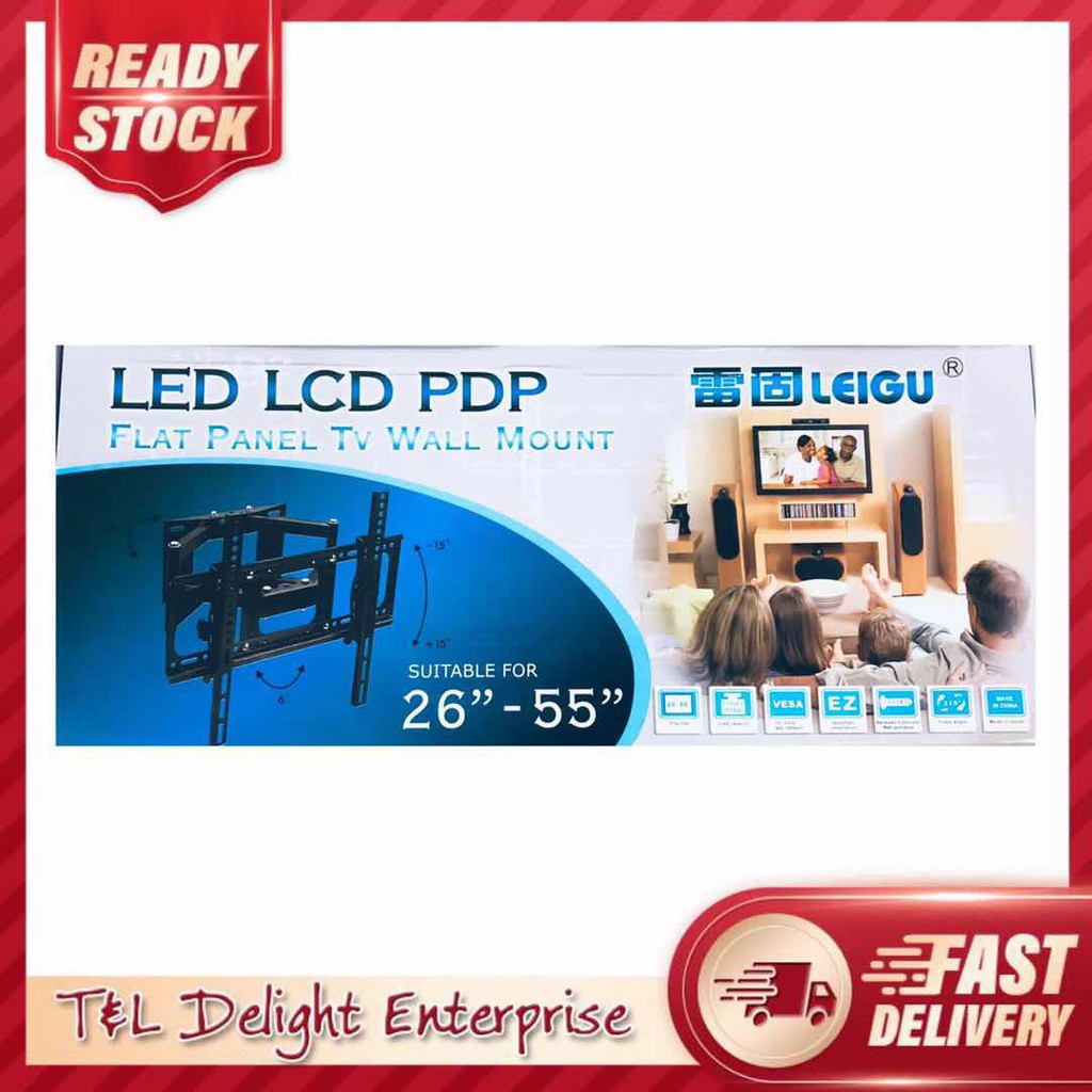 Leigu Led Lcd Pdp Flat Panel Tv Wall Mount Single Arm Shopee Malaysia