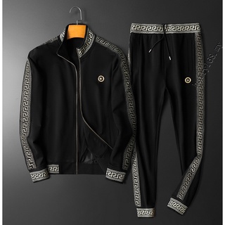 L~V LOUIS two pieces set men's luxury VELVET tracksuits sport jacket pants  sizeS-4XL M856