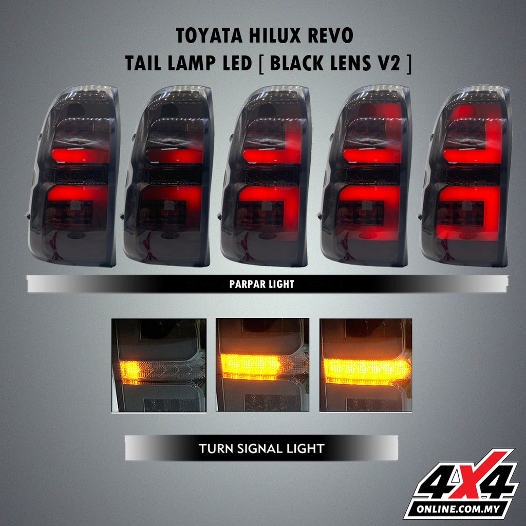 TOYOTA HILUX REVO TAIL LAMP LED BLACK LENS - V2 | Shopee Malaysia