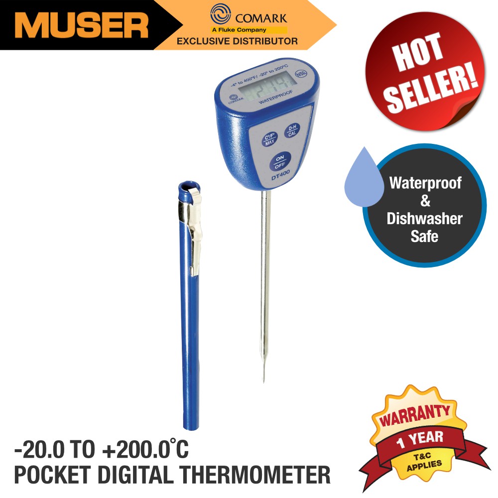Comark DT400 Waterproof Digital Pocket Thermometer Penyukat Suhu Kalis ...