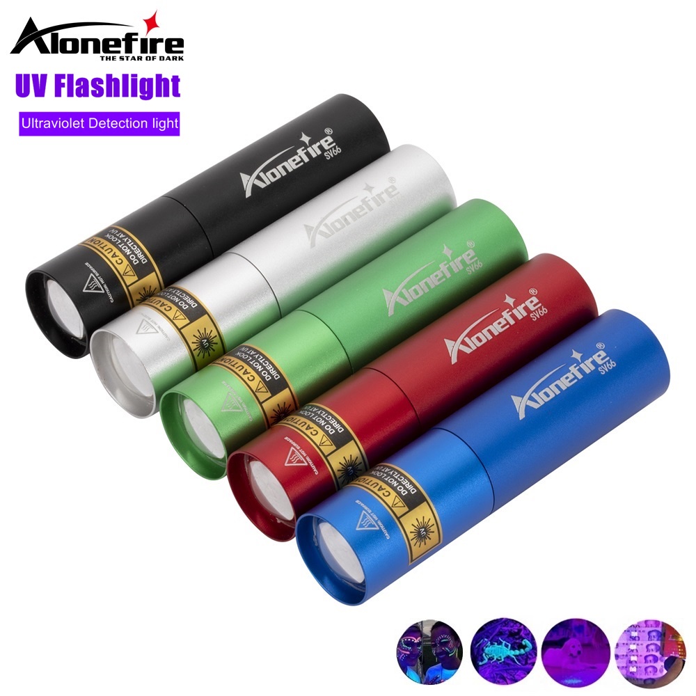 AloneFire SV66 Zoom Mini 395/365nm UV Flashlight USB Rechargeable ...