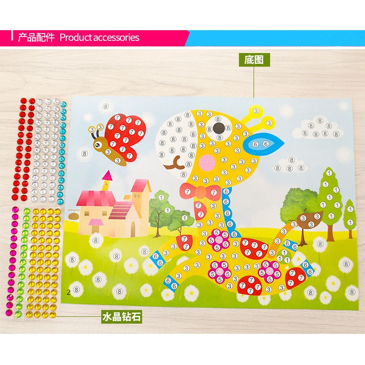 Children Handcraft with Coloring & Diamond (10 designs Per Set Double ...