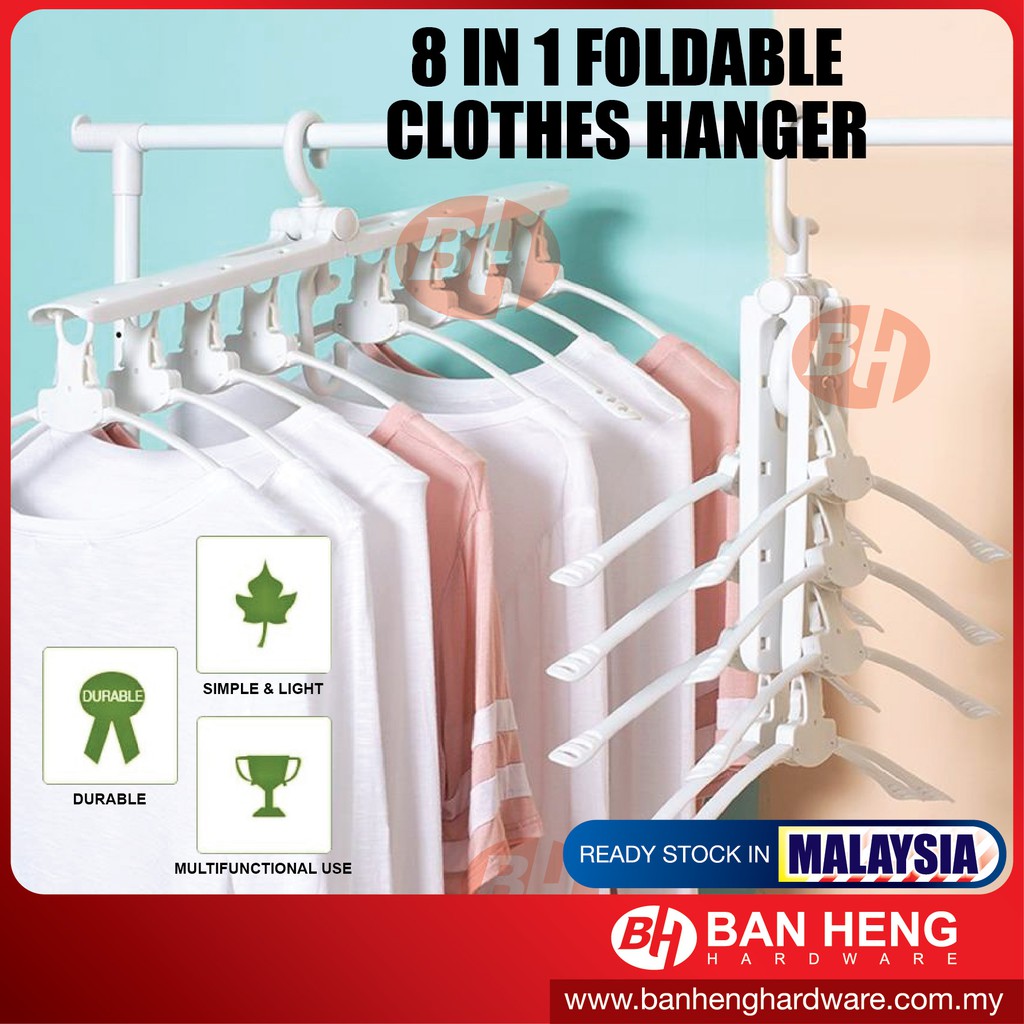 Ready Stock in Malaysia 8 IN 1 MULTIFUNCTIONAL FOLDABLE CLOTH HANGER