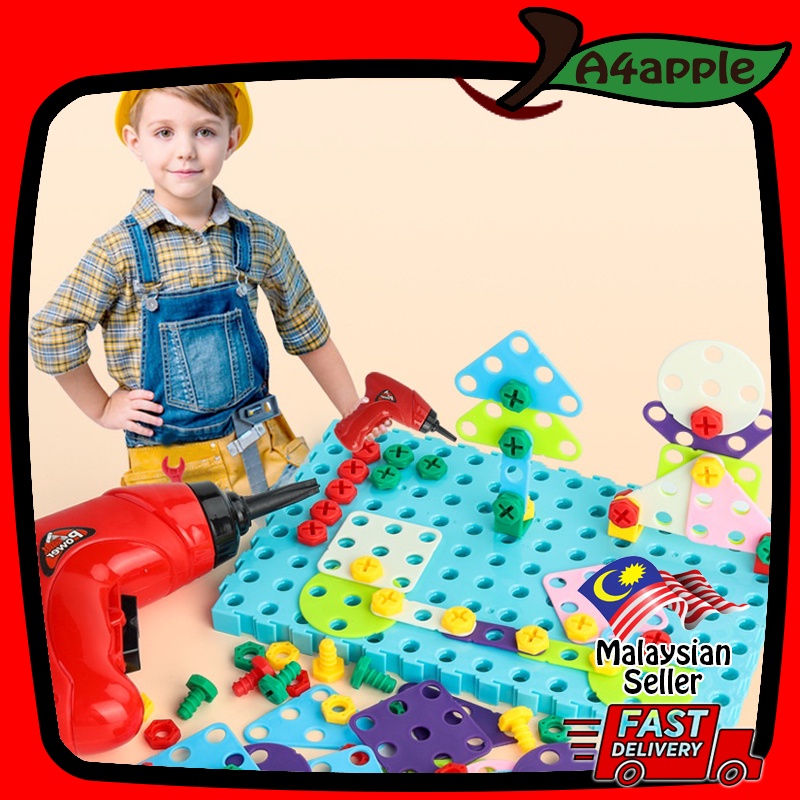 🔥MUST HAVE🔥95pcs Kids Educational Electric Drill Toy Set Screw Puzzle