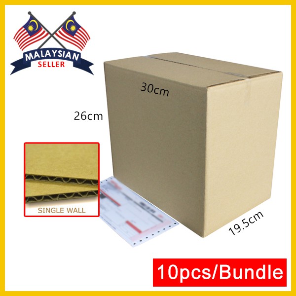 (300mm x 195mm x 260mm, Set of 10) Single Wall Cardboard Carton Box for ...