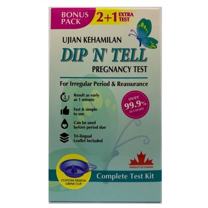 DIP N TELL Pregnancy Test Kit 3 Tests (2+1) (With Free Gift) (Expire