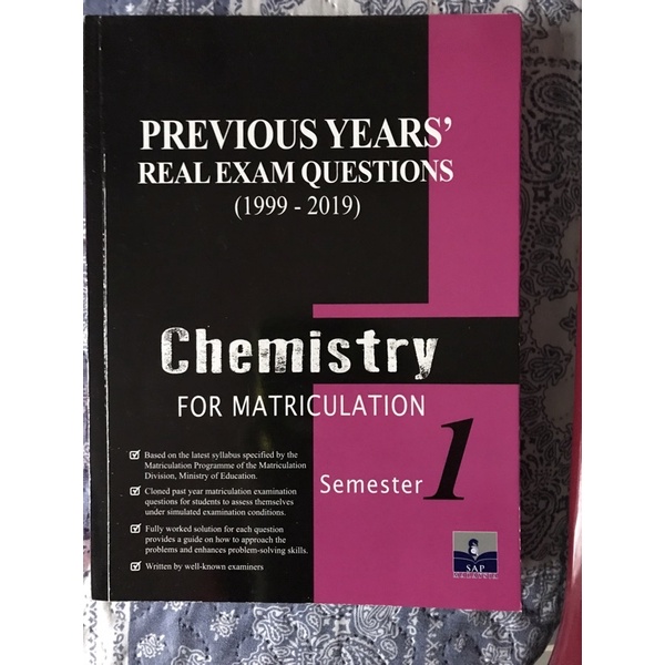PAST YEAR QUESTIONS Chemistry for Matriculation (Semester 1) | Shopee ...