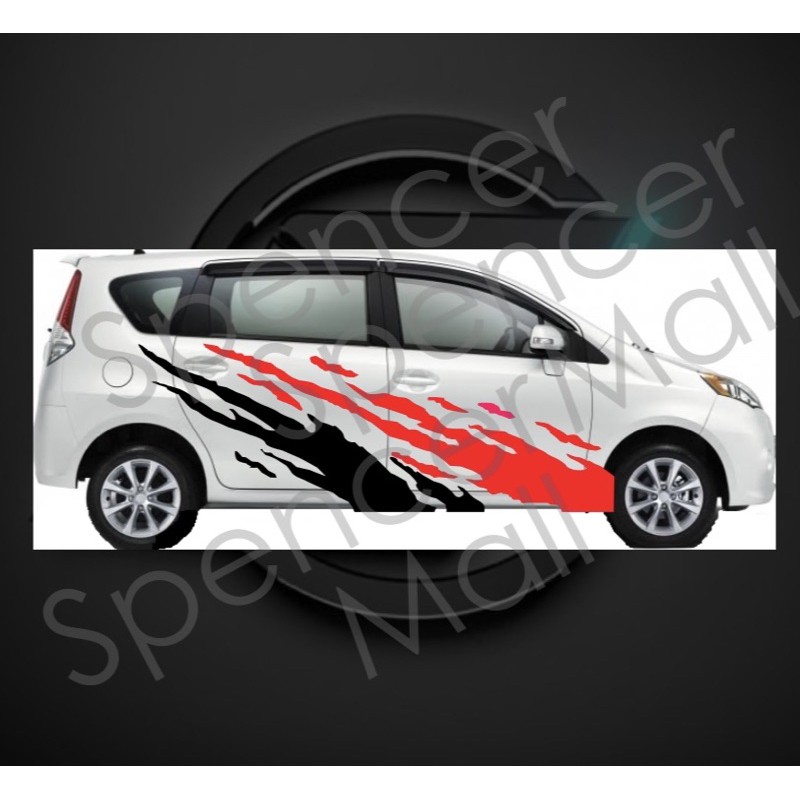 (ready Stock) S549# 2pc Fire Design Car Side Full Body Vinyl Sticker 