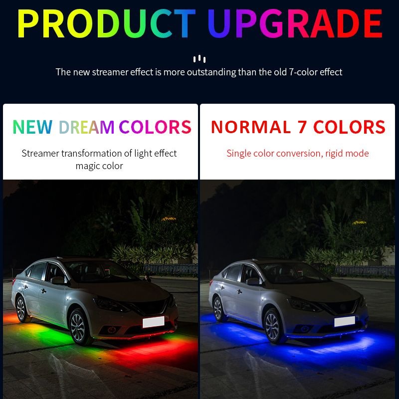 12V Under Car LED Lights Underglow Flexible Strip Lights RGB