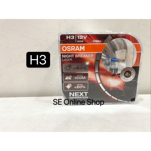 Original Osram Night Breaker Laser +150% Brighter H3 Buld | Shopee Malaysia