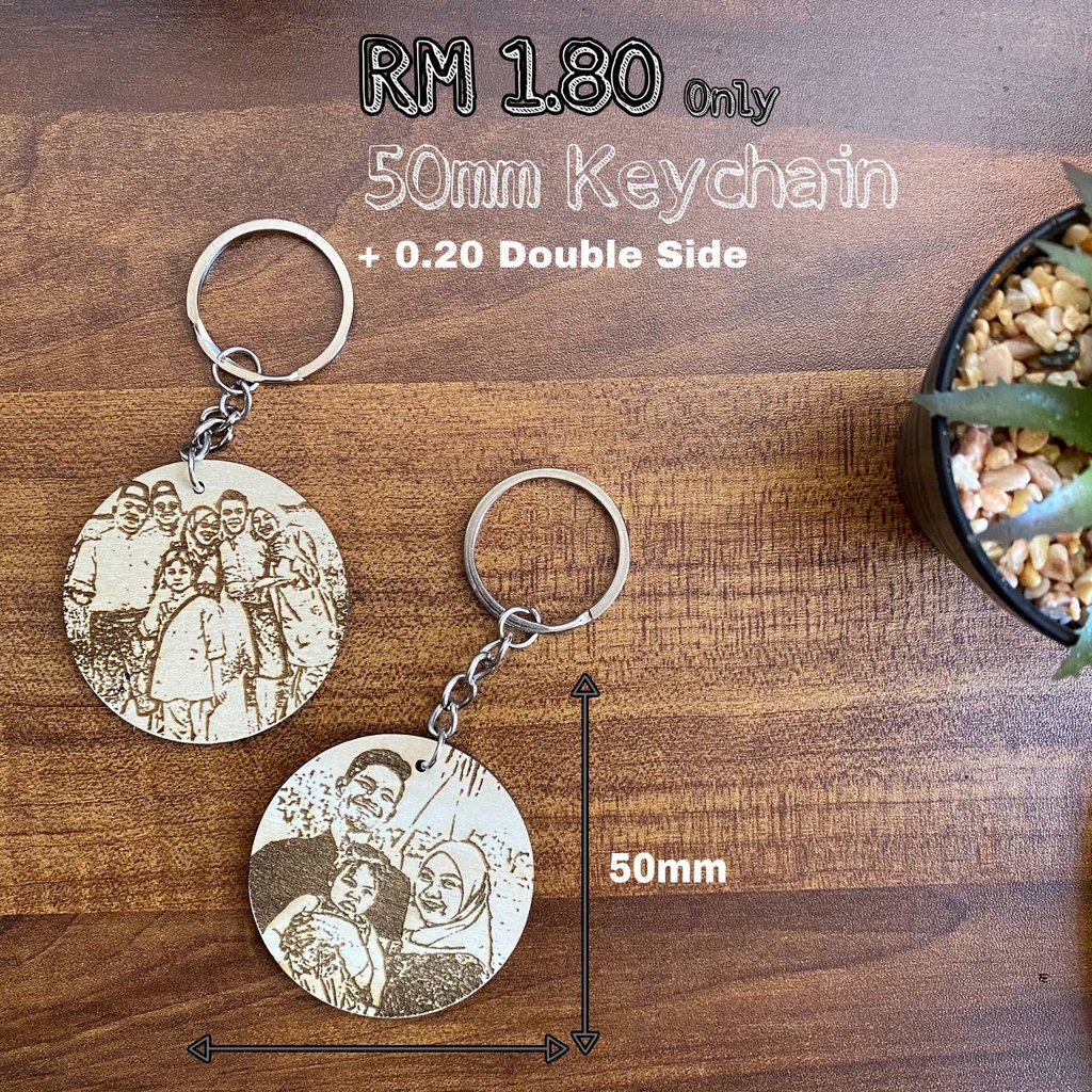 [5 PCS MINIMUM ODER ] Custom Keychain kayu [ custom made ] Logo , nama