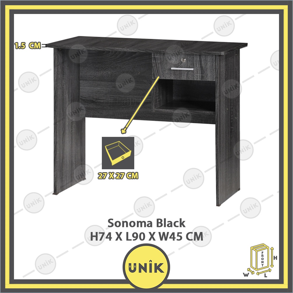 [UNIK] Suria Office Study Table Desk with Lockable Drawer | Meja Office ...