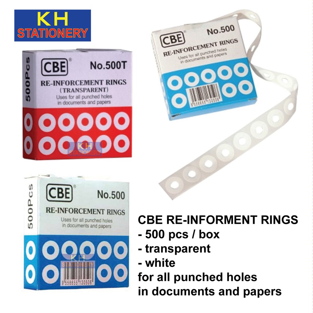 CBE Reinforcement Ring Sticker For Paper Puncher 500pcs CBE White Reinforcement Ring CBE Transparent Reinforcement Ring Shopee Malaysia