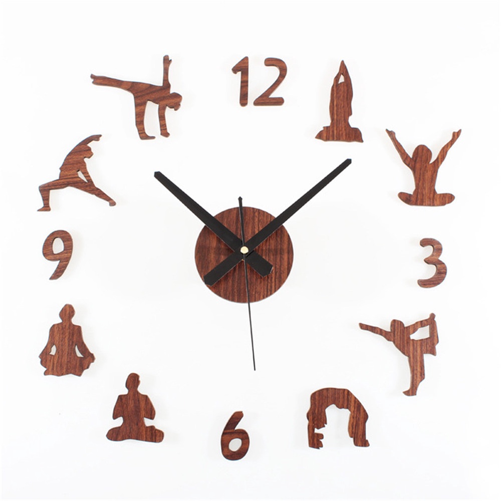 Retro Yoga Posture Wall Clock 3D DIY Minimalist Vogue Stereoscoptic ...