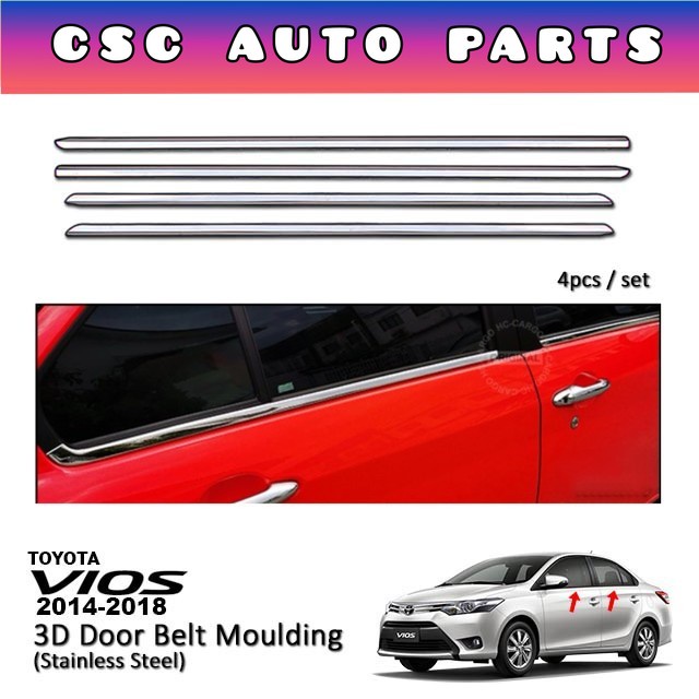 Toyota Vios 014 018 3D door lining chrome / door belt moulding
