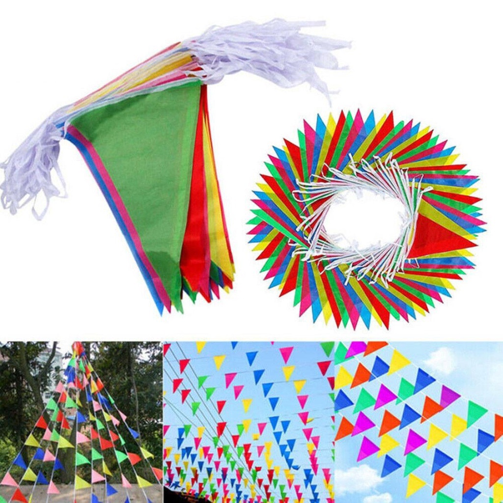 100M Triangle Flag Banner Colorful Bunting Garland Party Birthday ...