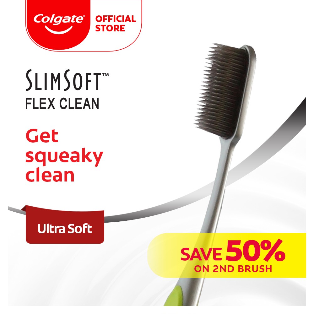 Colgate SlimSoft Flex Clean Charcoal Toothbrush Valuepack 2s (Ultra ...