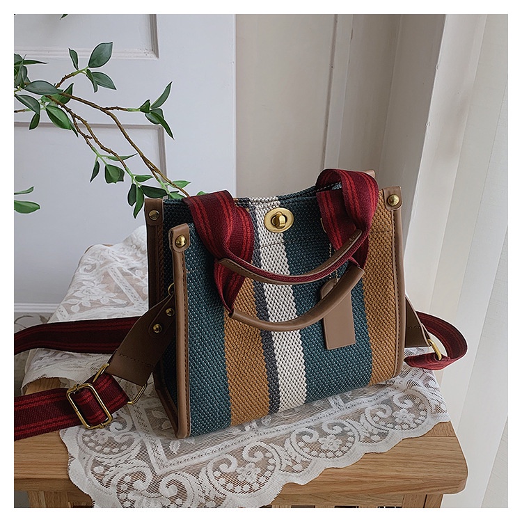 New European and American Retro Portable Tote Bag Fashion Canvas 